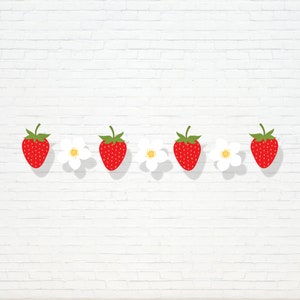 Aardbeibloemenslinger - afdrukbare banner voor verjaardagsfeestje Berry First Strawberry Daisy - Very Berry Sweet Party - 0013