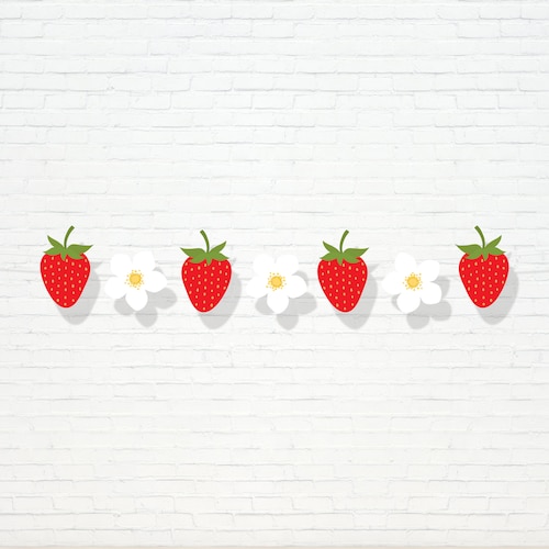 Strawberry Flower Garland Printable Berry First Strawberry - Etsy