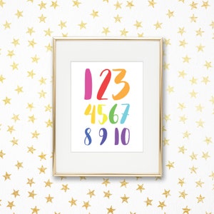 123 Counting Numbers Bright Rainbow Playroom Art Print - Printable Homeschool Poster - Teacher Classroom Wall Decor - Nursery - BraPlay