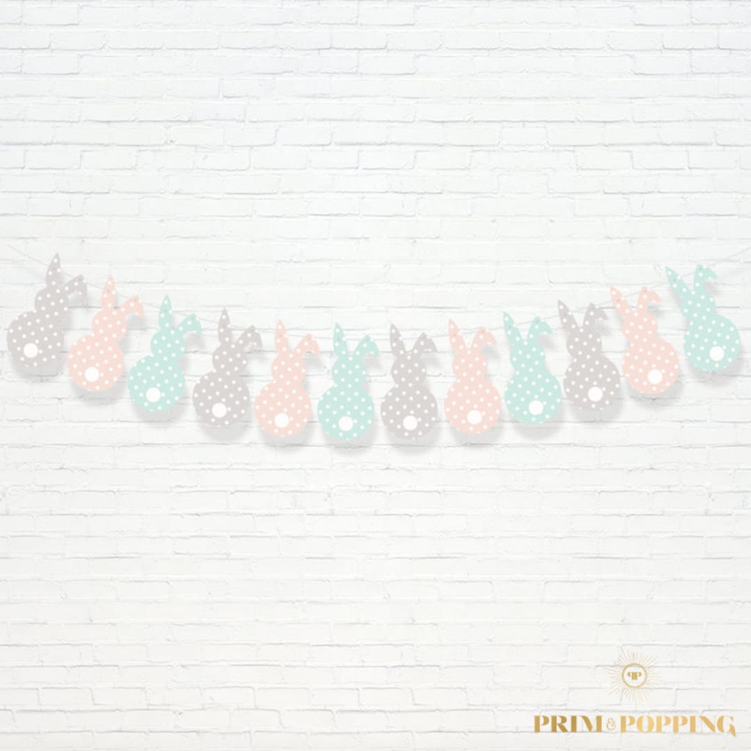 Polkadot Pastel Bunny Easter Garland - Printable Easter Bunny Party ...