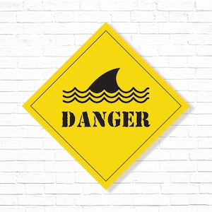 Danger Shark Sign - Printable Shark Week Party Favour 1st Birthday Party Table Decor - Under The Sea Pirate Party gift Table Sign - 0076