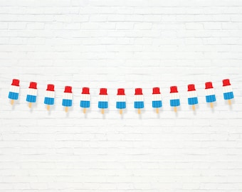 Rocket Popsicle Banner - Druckbare Sommer Feuerwerkskörper Popsicle Girlande - 4 Juli Unabhängigkeitstag Party Dekoration - Instant Download - JULY2021