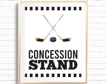 Hockey Concession Stand Sign - Printable The Great One First Birthday Party Food Table Decor - Sports Team Print - Slap Shot Boy 1st - 0095
