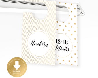 Gold Baby Closet Dividers – Newborn to Toddler (Instant Download)