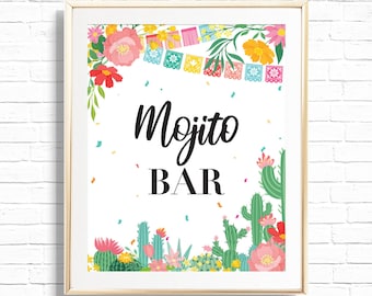 Fiesta Mojito Bar Sign - Printable First Fiesta Taco 'Bout A Party 1st Birthday Party Decor - Mexican Cinco De Mayo Art Print - 0072