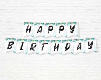 Jungle Geburtstagsbanner - Safari Party Tiere Happy Birthday Bunting Banner - Zoo 1st Birthday Decor - Instant Download - 0048
