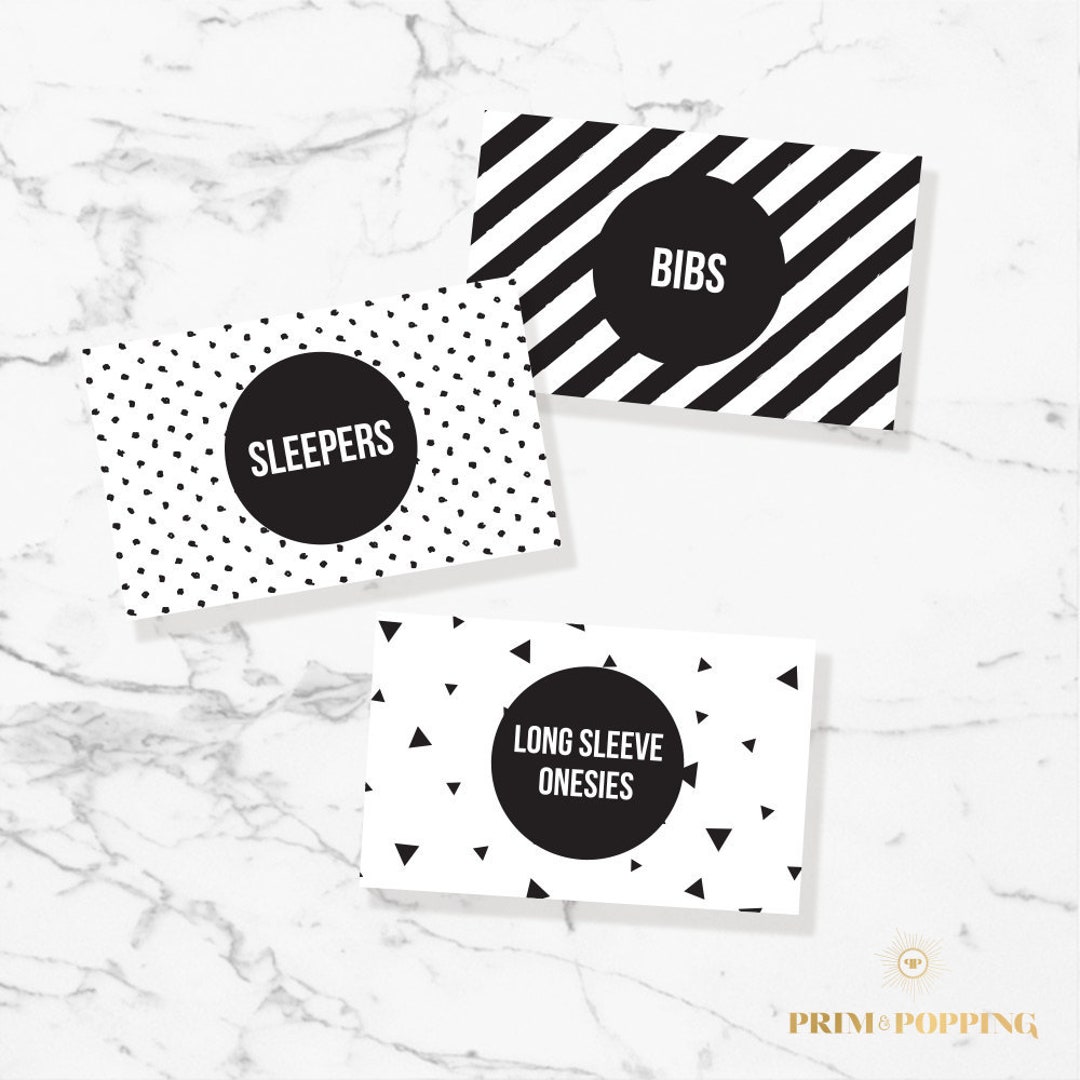 Modern Black Baby Drawer Divider Labels Printable Baby Etsy