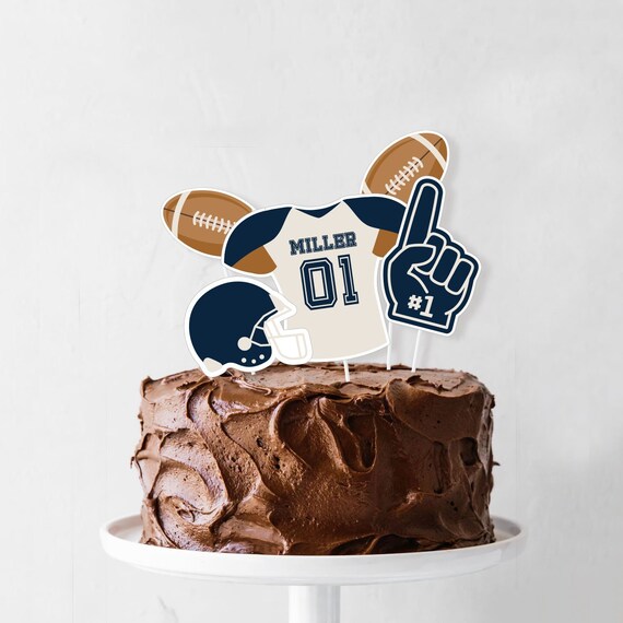 Football Cake Topper - Printable Personalized First One Down Cake Decoration - Custom Boys American Sports 1st Birthday Party Decor - 0098 Il_570xn