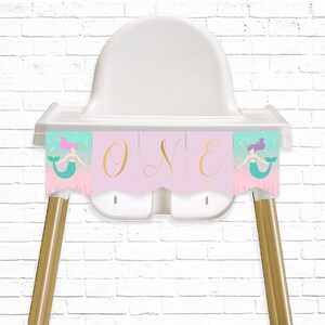 Mermaid Party 1st Birthday Highchair Banner - Printable Purple Aqua Under The Sea ONE Bunting Banner - Party Decor - Instant Download - 0004