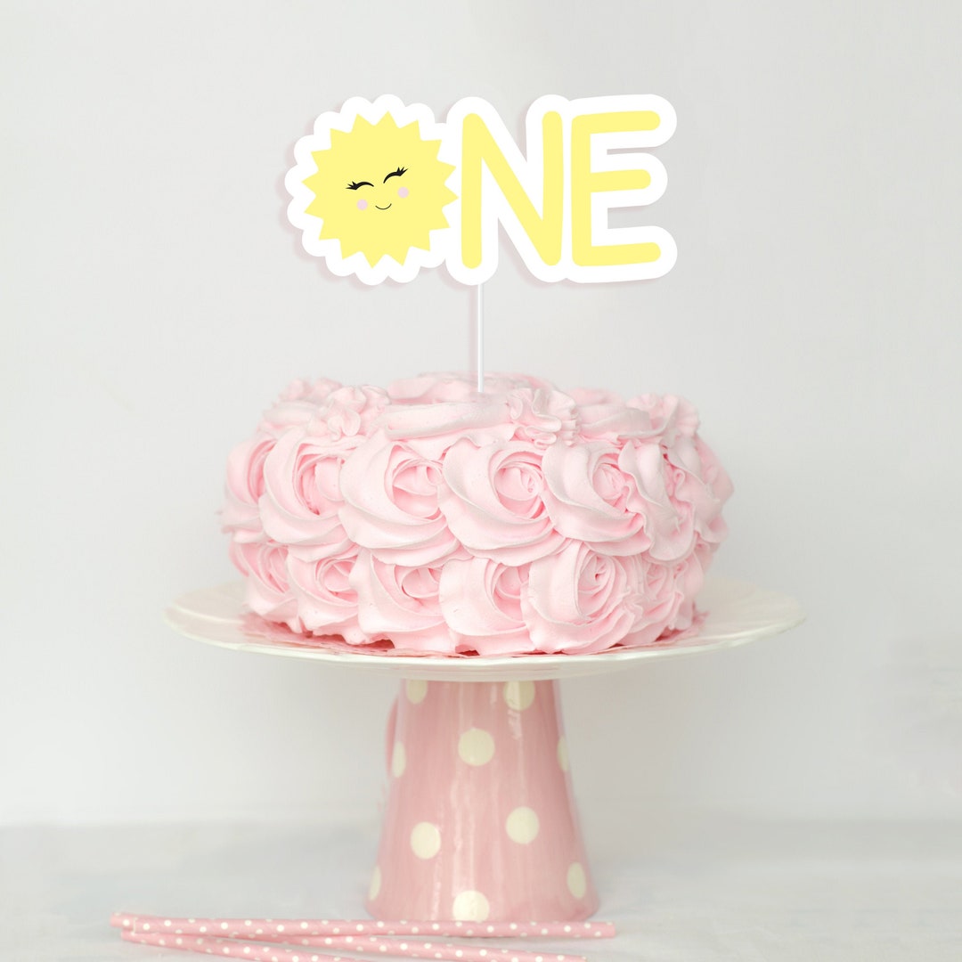 Sunshine Cake Topper - Printable Sun ONE Party Birthday Cake Banner ...