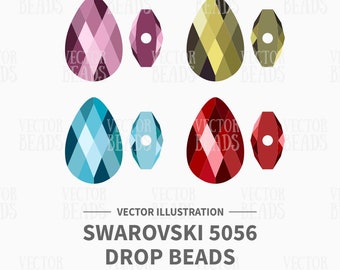 Vector Illustration of Swarovski Mini Drop Bead 5056 - Digital Clipart