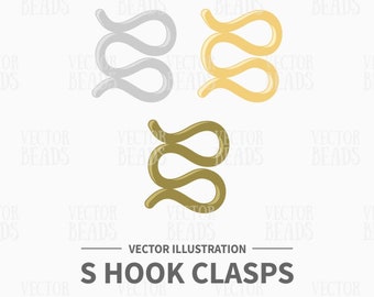 Vector Clipart Pack de S Shaped Clasp - Descarga instantánea