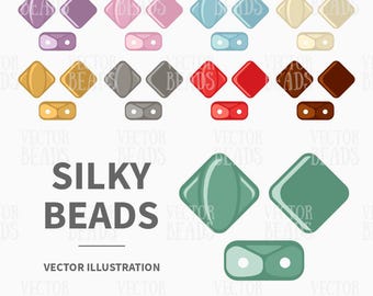 Vector Clip art Pack of 2-hole Silky Beads for Creating Beading Diagrams