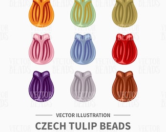 Vector Clip Art Pack of Tulip Beads - Instant Download