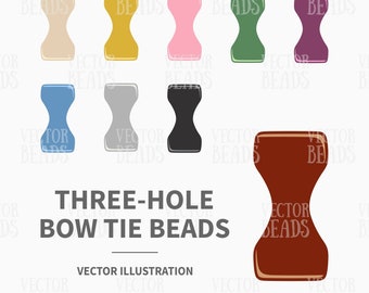 Vector Clipart Set of Bow Tie Three-Hole Beads - INSTANT DOWNLOAD