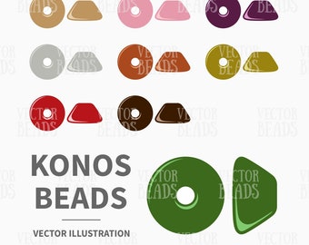 Vector Clip Art Set of Konos Beads - Instant Download