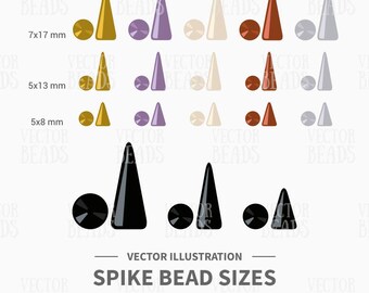 Vector Clip Art Set of Spike Beads - Spike Bead Sizes - Instant Download