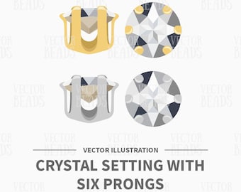 Ilustración vectorial de engastes para cristales Swarovski