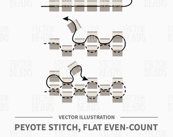 Vector Illustration of Peyote Stitch, Flat Even-Count