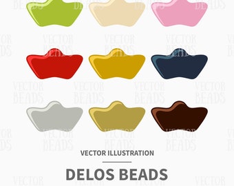Vector Clip Art Set of 3-hole Delos Beads - Instant Download