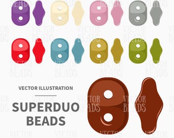 Conjunto de imágenes prediseñadas de cuentas Superduo - Descarga instantánea
