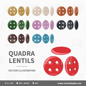 Vektor Clipart Set von Quadra Lentil Perlen - zum sofortigen Download