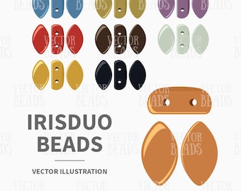Vector Clip art Pack de perles 2 trous IrisDuo - Téléchargement immédiat