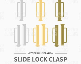 Vector Clip-art Set of Slide Lock Clasp - Instant Download