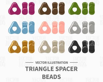 Vector Clipart Set of Triangle Spacer Beads - Instant Download