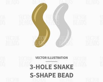 Vector Clipart of Three-hole S-shape Beads - Instant Download
