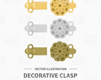 Vector Clip Art Pack of Decorative Clasp for Jewelry Making - Instant Download