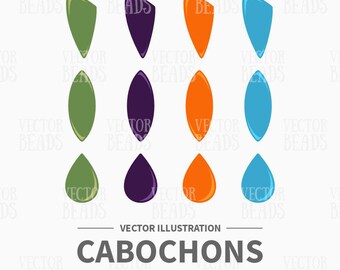Ilustración vectorial de cabujones - Paquete de imágenes prediseñadas digitales - Descarga instantánea