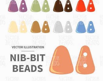 Vector Clipart Set of Nib-Bit Czech Beads for Creating Beading Patterns - Instant Download