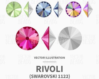 Vector Illustration of Swarovski Rivoli 1122 - Beads Vector Graphics - Digital Clipart
