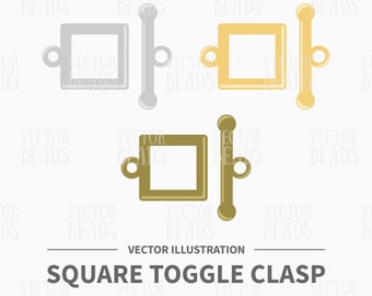 Vector Clip Art Pack de Square Toggle Clasp - Descarga instantánea