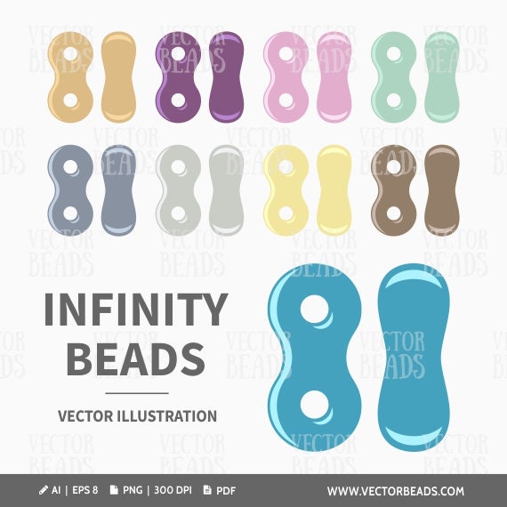 Vector Clipart Set Of 2 Hole Infinity Beads Beads Vector Etsy