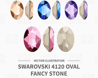 Vector Illustration of Swarovski 4120 Oval Fancy Stone - Digital Clip Art