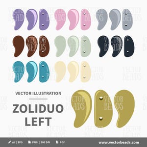 Clip-art zum ausdrucken von Zwei-Loch Zoliduo Perlen (Linke Version) - Instant Download