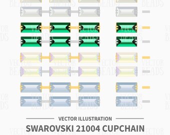 Vector Illustration of Swarovski 21004 Baguette Cupchains - Digital Clipart