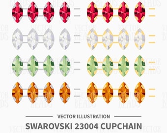 Vector Illustration of Swarovski Cupchain Navette 23004 - Digital Clipart Set