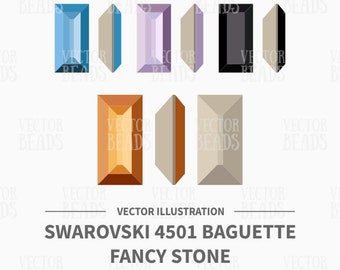 Vector Illustration of 4501 Swarovski Baguette Fancy Stone - Digital Clip-Art Set