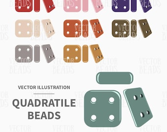 Clipart Pack of Quadratile Beads - Beads Vector Drawing - Instant Download