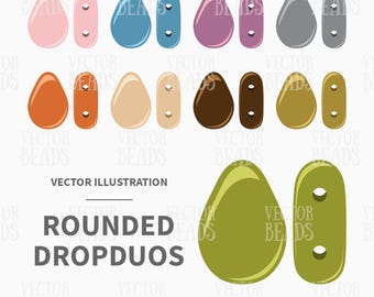 Vector Clipart Set of Rounded Dropduo Beads - Instant Download