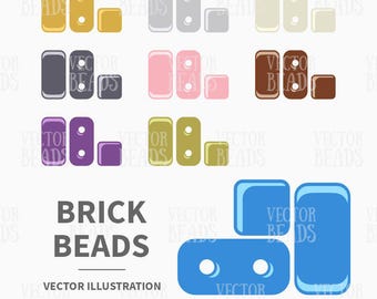 Clip Art Set of Two-Hole Brick Beads - Instant Download