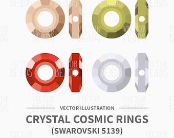 Vector Illustration of Swarovski 5139 Ring Beads - Instant Download