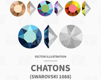 Vector Illustration of Swarovski 1088 Chaton Stone - Digital Clipart