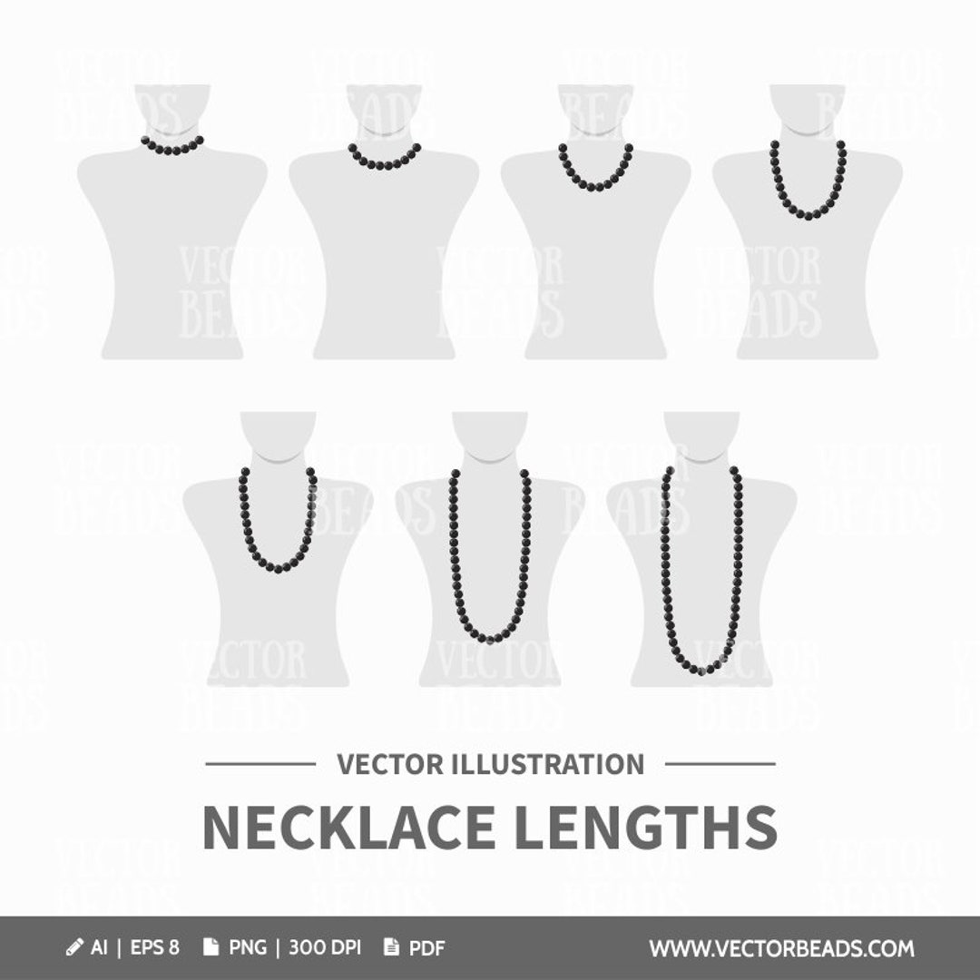 Necklace Length Chart Vector Illustration Etsy