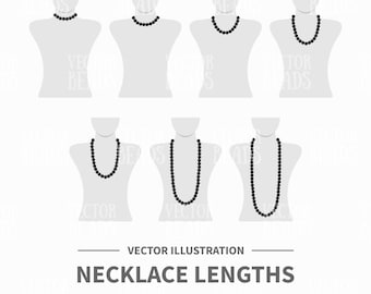 Necklace Length Chart Vector Illustration