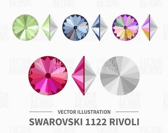 Vector Illustration of Swarovski Rivoli 1122 - Beads Vector Graphics - Digital Clipart