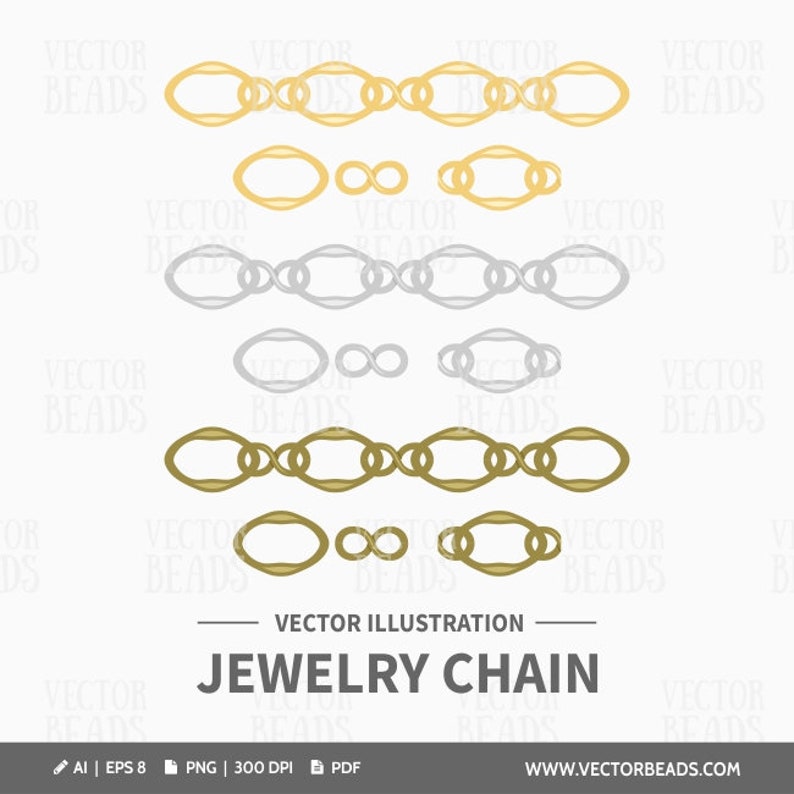 Vector Clipart Pack of Chains to Illustrate Your Jewellery Instructions Instant Download image 1